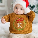 Chandail à couronne de Noël personnalisé avec nom brodé Anniversaire 1er Noël de bébé Cadeau pour nouveau-nés Nouveaux parents
