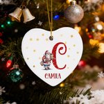 Personalised Santa Claus Ceramic Christmas Ornament with Name and Initial Home Decor Christmas Festival Party Favors for Family Friends