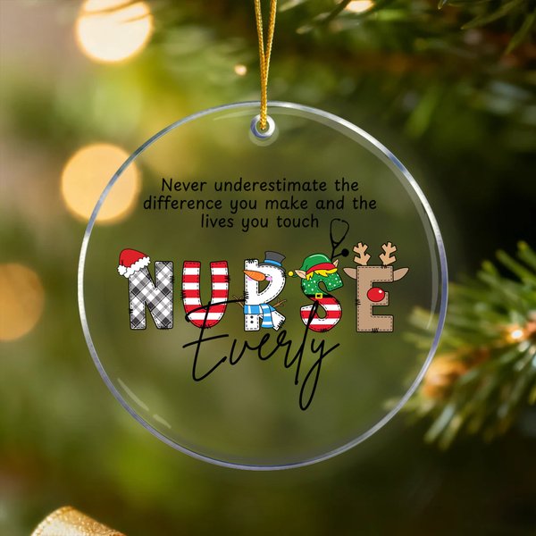 Personalized Nurse Acrylic Ceramic Glass Hanging Ornament with Name and Year Tree Decoration Christmas Appreciation Gift for Medical Staff