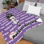 Personalizzato Multicolore Baseball Personaggio Coperta morbida con nome e numero Regalo di compleanno per l'amante del giocatore di baseball