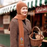 Personalized Multicolor Embroidered Birth Flower Warm 2-in-1 Knit Hooded Scarf with Name Birthday Gift for Woman Man Family