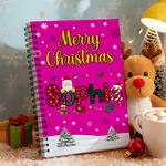 Personalised Santa Claus Christmas Tree Spiral A5 Notebook with Name and 120 Lined Pages Christmas Gift for Family Kids