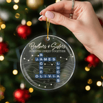 Personalised Brothers Sisters Puzzle Art Acrylic Christmas Ornament with Title and Name Home Tree Decor Christmas Gift for Family Friends