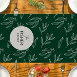 Camino de Mesa Personalizado Christmas Foliage con Nombre de Familia Decoración del Hogar Regalo de Navidad para Amigos de la Familia