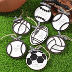 Personalised Sports Ball Shape Wooden Ornament with Name Number and Year  Festival Decor Christmas Gift for Sports Lovers