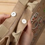 Personalized Cartoon Gingerbread Candy Large Capacity Jute Tote Bag with Name and Initial Daily Use Christmas Party Gift for Women Family Friends