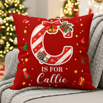 Personalizzato Candy Cane iniziale morbido cuscino di copertura con nome Home Decor regalo di Natale per gli amici Famiglia