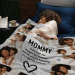 Personalized Family Photos Flower Heart Soft Throw Blanket with Nickname Home Decor Christmas Birthday Gift for Mom