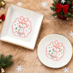 Personalized Hand-Painted Style Welcome Christmas Theme Ceramic Trinket Jewelry Dish with Name Christmas Gift for Family Friend