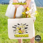 Personalized Cute Tail-Bouncing Marsupilami Canvas Tote Bag with Name and PU Leather Handle Birthday Gift for Friends | Callie × Marsupilami®