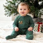 Personalisierte Multicolor bestickt Santa Hut Initial 100% Baumwolle Baby Strampler 1. Weihnachten Geschenk für Neugeborene Babys