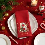 Tovagliolo rosso personalizzato in 100% cotone con renna e iniziale riutilizzabile decor da tavolo regalo di Natale per famiglia e amici