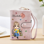 Henkilökohtainen sarjakuva lukeminen merkki syntymä kukka Tri-Fold PU nahka rannekoru lompakko kortinhaltija ja nimi syntymäpäivälahja kirjamatoille