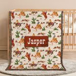 Personalised Cartoon Cowboys On Horseback Cactus Soft Baby Blanket with Name and Tassels Birthday Baby Shower Gift for Newborns New Parents