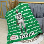 Personalizzato Multicolore Baseball Personaggio Coperta morbida con nome e numero Regalo di compleanno per l'amante del giocatore di baseball