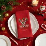 Tovagliolo natalizio personalizzato in cotone con iniziale elfo carino e nome decor da tavola regalo di Natale per famiglia e amici