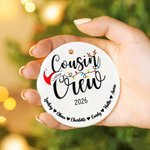 Personalized Santa Hat Cousin Crew Ceramic Christmas Ornament with Name Home Tree Decor Christmas Gift for Family