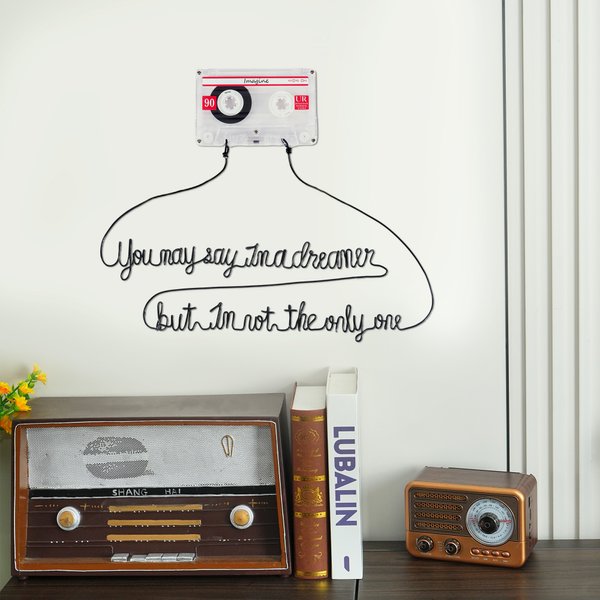 Personalised Retro Cassette Tape Wire Lyrics Song Wall Art Decor Music Studio Housewarming Gift for Music Lover