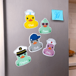 Personalized Cartoon Little Yellow Duck Fridge Magnet with Name and Profession Refrigerator Decor Birthday Christmas Gift for Family Friends