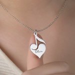 Personalised Heart Music Note Necklace with Name Dainty Jewellery Graduation Birthday Gift for Music Lovers