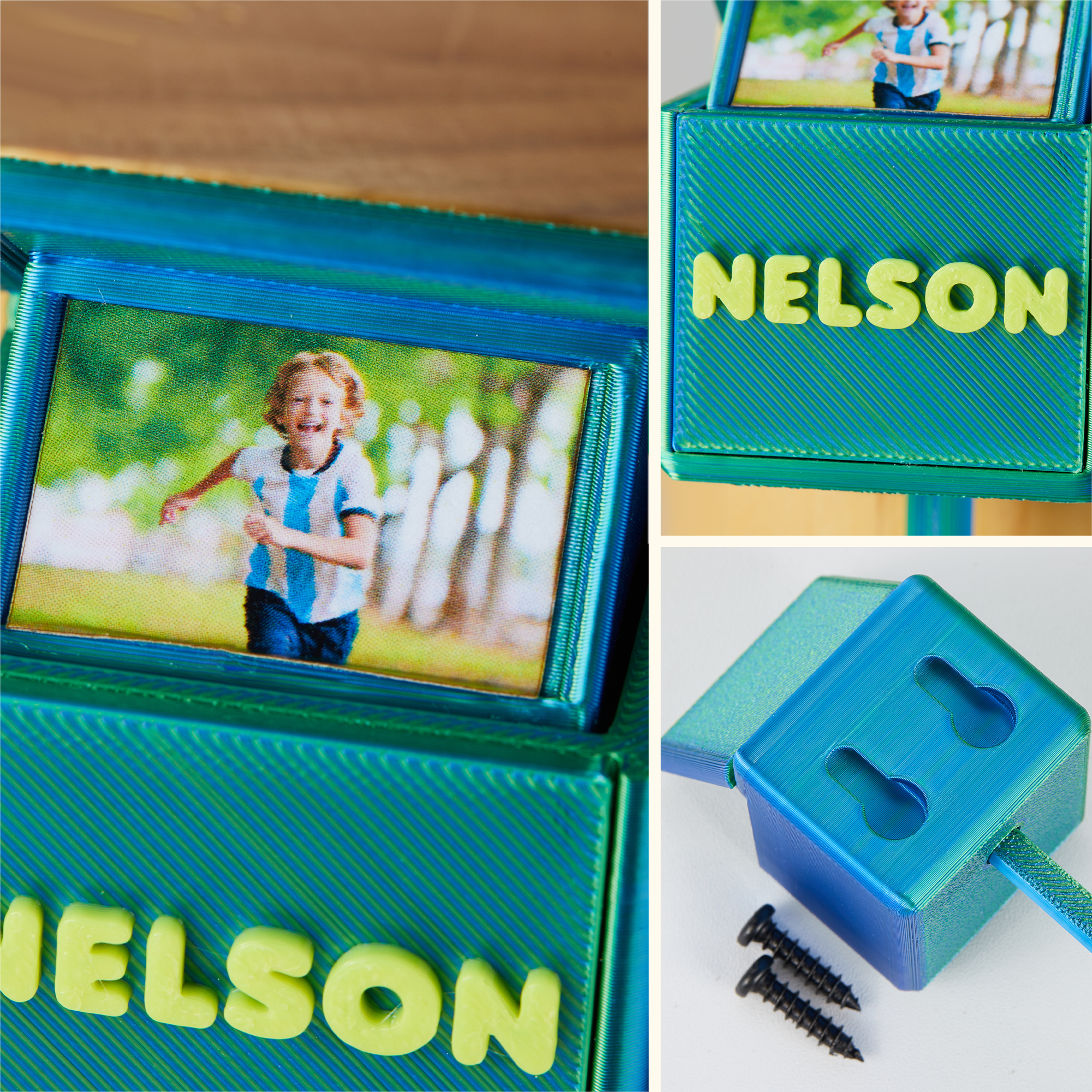 Personalised Multicolour 3D Printed Wall Key Holder With Name And Photo personalised-multicolour-3d-printed-wall-key-holder-with-name-and-photo