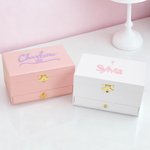 Personalizzato Ballerina Musicale Portagioie con Nome Specchio Trucco Uso Quotidiano Regalo di Compleanno per Ragazze Amanti del Balletto