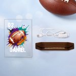Personalized Splatter Style Ball Design Acrylic LED Night Light with Wooden Base and Name Number Desk Decor Birthday Gift for Sports Lovers