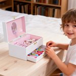 Personalizzato Ballerina Musicale Portagioie con Nome Specchio Trucco Uso Quotidiano Regalo di Compleanno per Ragazze Amanti del Balletto