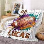 Personalized Dynamic Ball Sports Soft Throw Blanket with Name and Number Warm Home Decor Birthday Game Day Gift for Kids Sports Lovers
