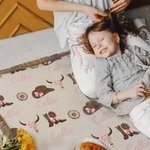 Personalised Cowboy Hat Boots Cow Skull Soft Throw Blanket with Tassels and Name Home Decor Birthday Christmas Gift for Cowboy Cowgirl