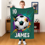 Personalized Dynamic Ball Sports Soft Throw Blanket with Name and Number Warm Home Decor Birthday Game Day Gift for Kids Sports Lovers