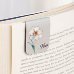 Personalized Retro Birth Flower Magnetic PU Leather Bookmark Clip with Name Book Club Birthday Gift for Reading Lovers Bookworms