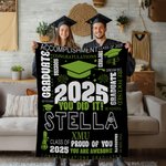 Personnalisé Class of 2025 You Did It Graduation Cap Soft Throw Blanket with Name and Year Home Decor Graduation Party Gift for Graduates