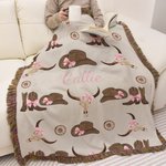 Personalised Cowboy Hat Boots Cow Skull Soft Throw Blanket with Tassels and Name Home Decor Birthday Christmas Gift for Cowboy Cowgirl
