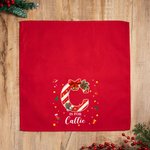 Personalized Candy Cane Initial 100% Cotton Red Napkin with Name Party Table Decor Christmas Gift for Family Friends