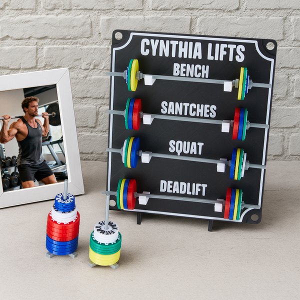 Personalized Coloured Removable Mini Barbells Weightlifting Tracking Board with Text Home Gym Gift for Coaches Fitness Lovers