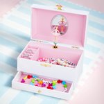 Personalizzato Ballerina Musicale Portagioie con Nome Specchio Trucco Uso Quotidiano Regalo di Compleanno per Ragazze Amanti del Balletto