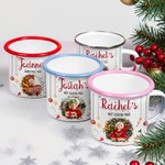 Tasse en émail personnalisée avec nom et titre Cadeau de Noël pour les enfants, la famille et les amis