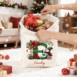 Personalizzato Campane di Natale Pupazzo di Neve Grande Borsa regalo in tela con coulisse con iniziale e nome Regalo di Natale per la famiglia e gli amici