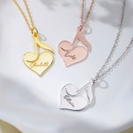 Personalised Heart Music Note Necklace with Name Dainty Jewellery Graduation Birthday Gift for Music Lovers