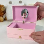Personalizzato Ballerina Musicale Portagioie con Nome Specchio Trucco Uso Quotidiano Regalo di Compleanno per Ragazze Amanti del Balletto
