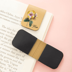 Personalized Retro Birth Flower Magnetic PU Leather Bookmark Clip with Name Book Club Birthday Gift for Reading Lovers Bookworms