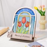 Personalisierte Rose Tulpe Glasmalerei Acryl Kochbuch Stand mit Text Weihnachten Geburtstag Geschenk für Kochen Liebhaber Backen Liebhaber