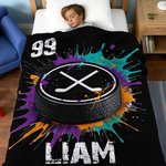 Personalized Dynamic Ball Sports Soft Throw Blanket with Name and Number Warm Home Decor Birthday Game Day Gift for Kids Sports Lovers