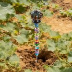 Personalised Pumpkin Topper Beads Ceramic Garden Stake with Charm Garden Decor Halloween Gift for Women Gardeners