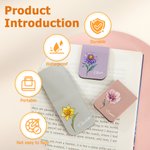 Personalized Retro Birth Flower Magnetic PU Leather Bookmark Clip with Name Book Club Birthday Gift for Reading Lovers Bookworms