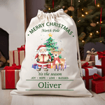 Personalised Cute Santa Claus Snowman Animal Drawstring Gift Bag with Name Christmas Gift for Family Kids