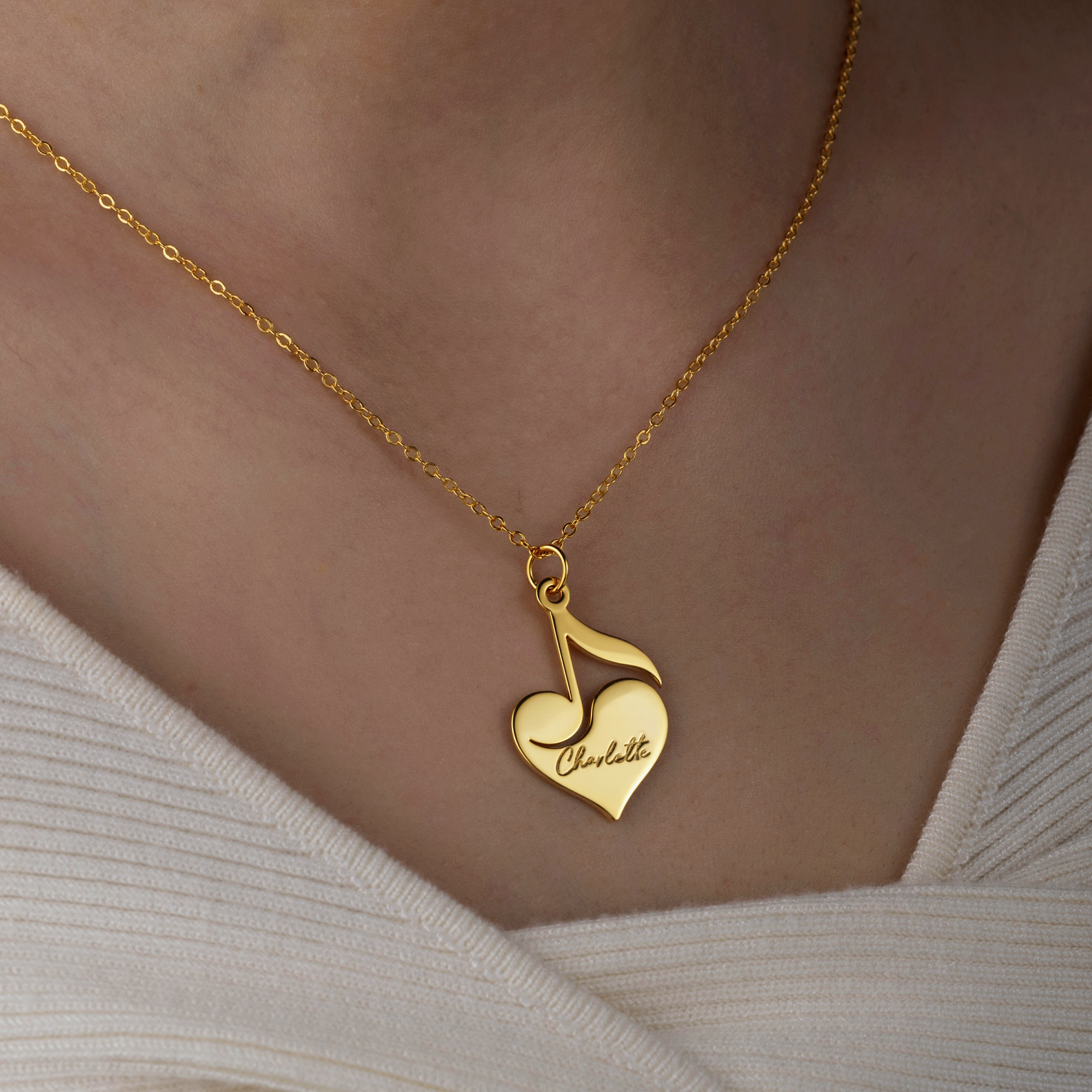 Collier de notes de musique personnalisé avec nom Bijoux délicats Cadeau d'anniversaire pour les amoureux de la musique