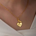 Personalised Heart Music Note Necklace with Name Dainty Jewellery Graduation Birthday Gift for Music Lovers