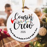 Personalized Santa Hat Cousin Crew Ceramic Christmas Ornament with Name Home Tree Decor Christmas Gift for Family
